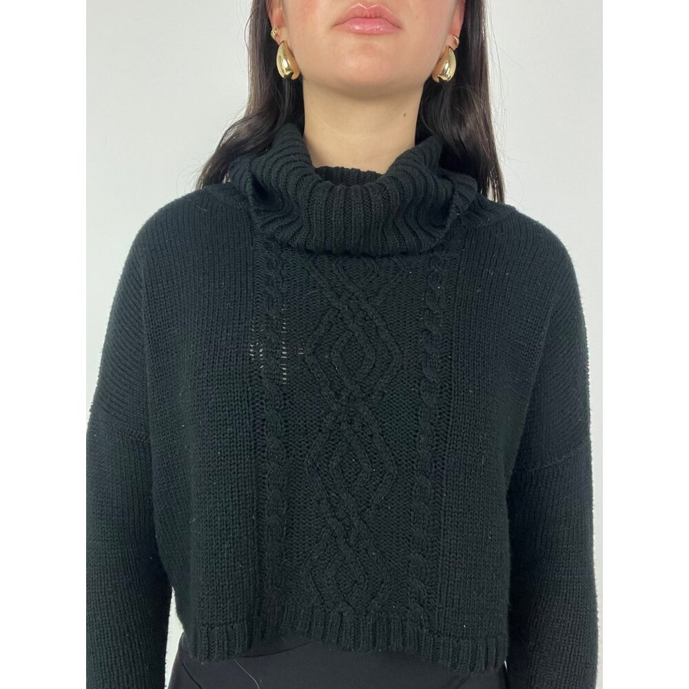 XS Black Cropped Turtleneck
